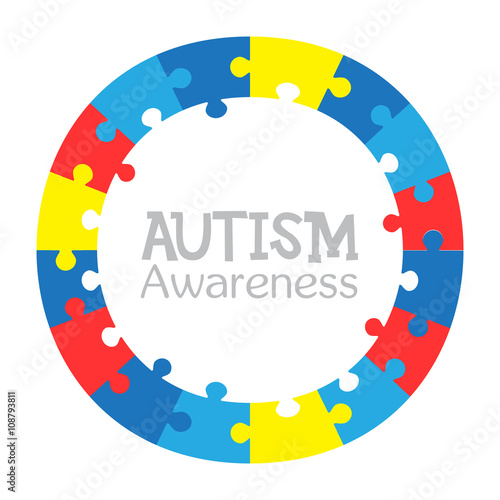 World autism awareness day. Colorful puzzles vector circle background. Symbol of autism. Medical flat illustration. Health care
