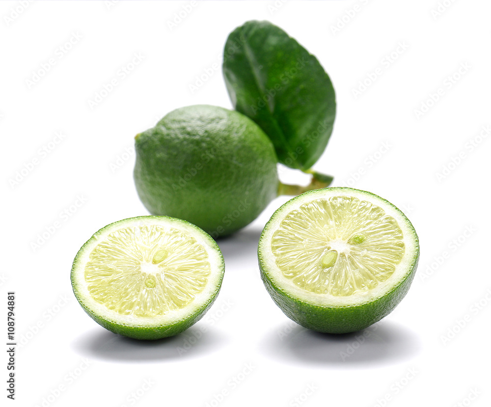 Green Lemons , Lemons cut pieces on white background. Green Lemons , Lemons cut pieces on white background.