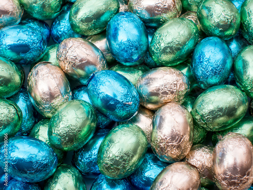 multi color chocolate eggs pile