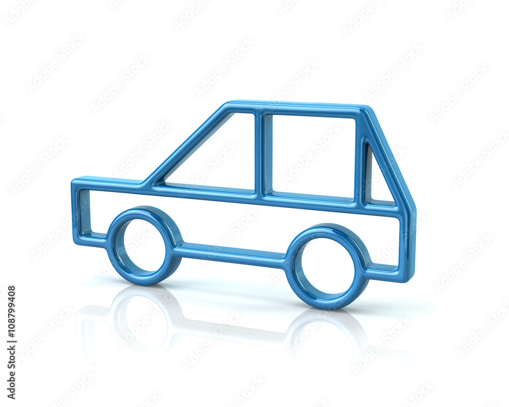 3d illustration of blue compact car 3d illustration of blue compact car