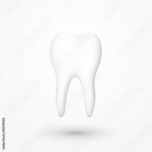 Realistic tooth isolated on a white background . White tooth for dental services. Tooth 3D. Tooth with a transparent shade . Molar. Teeth whitening . Tooth for a banner . Advertising dentistry.