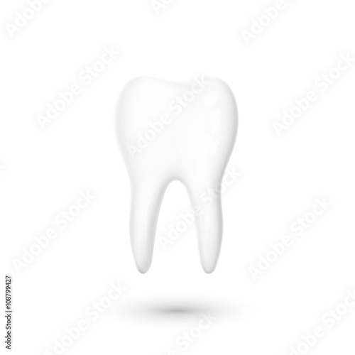 Realistic tooth isolated on a white background . White tooth for dental services. Tooth 3D. Tooth with a transparent shade . Molar. Teeth whitening . Tooth for a banner . Advertising dentistry.