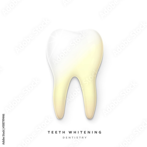 Realistic tooth isolated on a white background. White tooth for dental services. Tooth 3D. Tooth with a transparent shade. Molar. Teeth whitening. Tooth for a banner. Yellow teeth . teeth whitening 