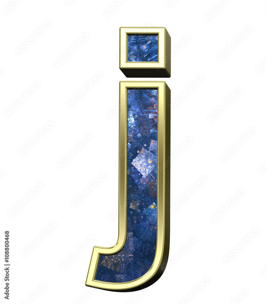 One lower case letter from blue fractal alphabet set isolated over white. 3D illustration, One lower case letter from blue fractal alphabet set isolated over white. 3D illustration,