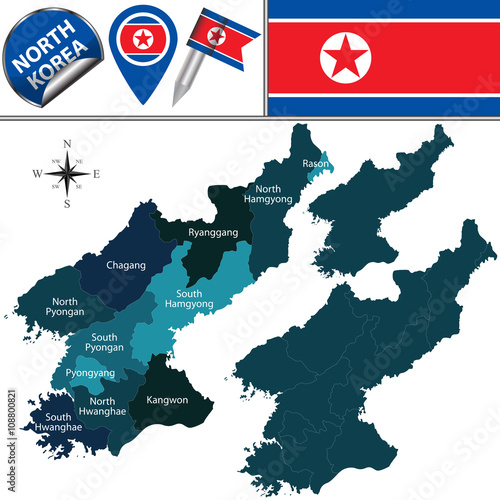 Map of North Korea with Administrative Divisions photo
