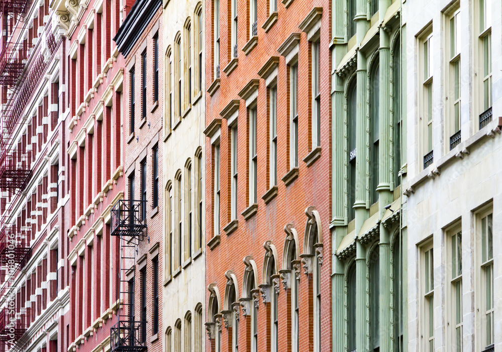 New York City Colored Apartment Buildings in Manhattan