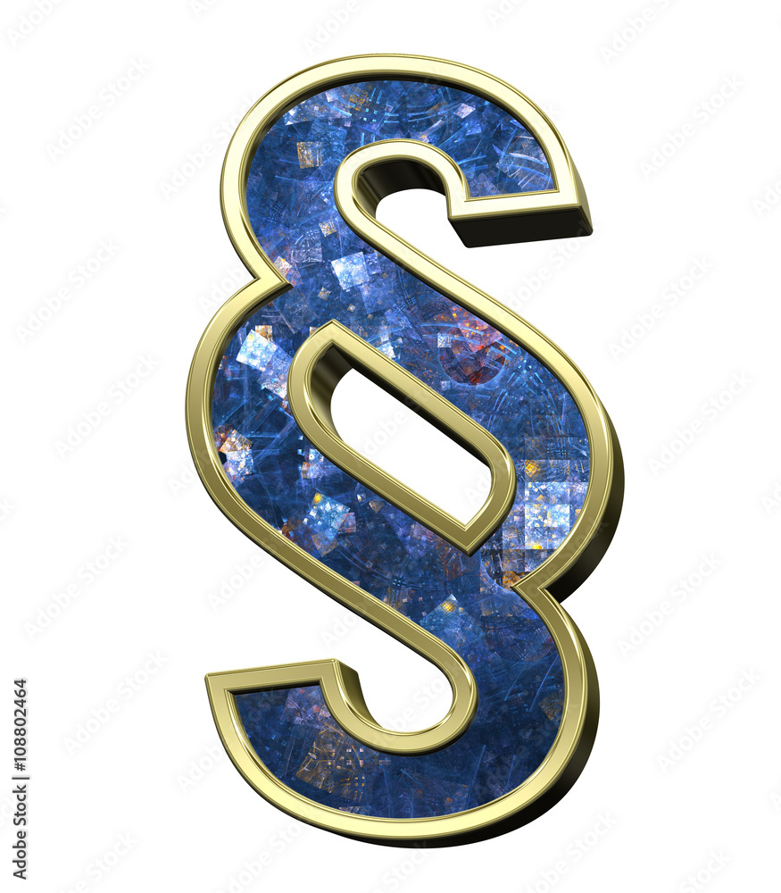 Paragraph sign from blue fractal alphabet set isolated over white. 3D illustration. Paragraph sign from blue fractal alphabet set isolated over white. 3D illustration.