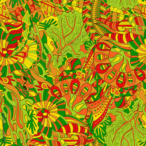 Tracery seamless calming pattern. Mehendi design. Neat even colorful harmonious doodle texture. Algae sea motif. Indifferent discreet. Ambitious bracing usable, curved doodling mehndi. Vector.