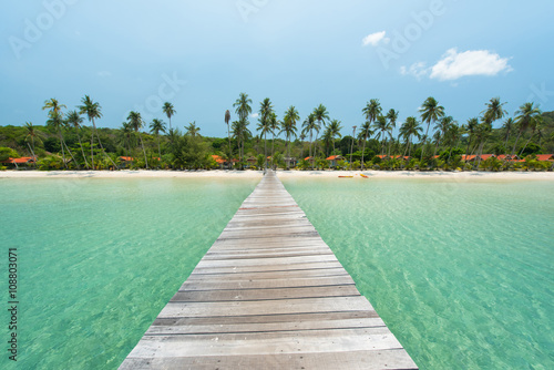 Wooden bridge for entry the beautiful island
