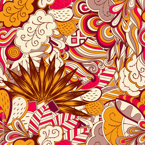 Tracery seamless calming pattern. Mehendi design. Neat even colorful harmonious doodle texture. Algae sea motif. Indifferent discreet. Ambitious bracing usable, curved doodling mehndi. Vector.
