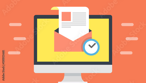  Email Scheduler / Queue flat design concept. Vector illustrations