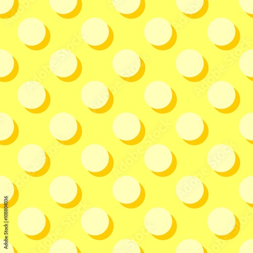 Tile vector pattern with polka dots and orange shadow on yellow background
