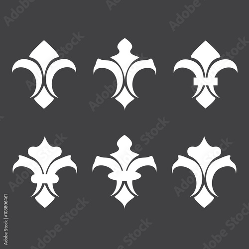 Fleur de lis vector icons. Decoration icon emblem, french symbol medieval