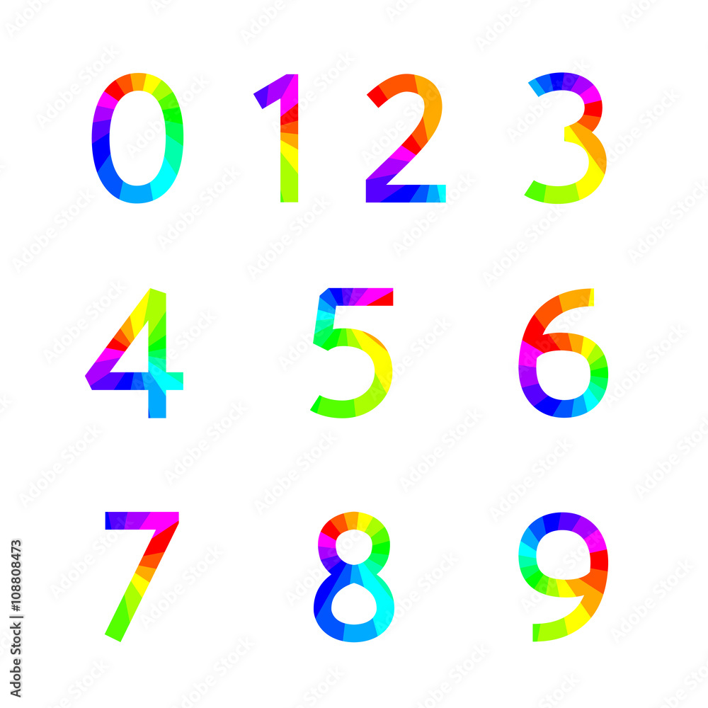 Rainbow numbers, vector illustration. Rainbow numbers, vector illustration.