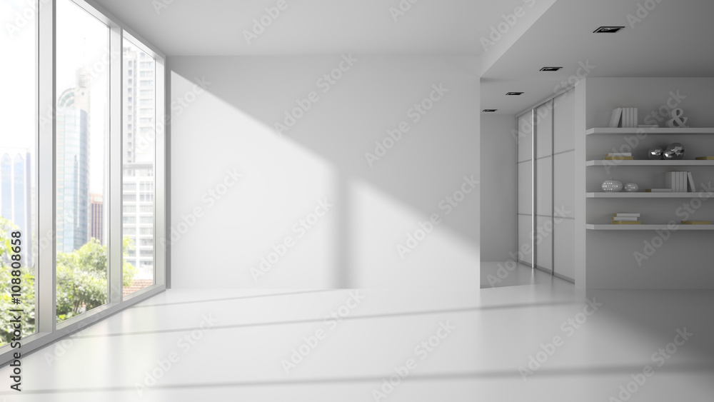 Empty white color room 3D rendering Empty white color room 3D rendering