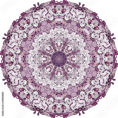 Ray edge mandala tracery wheel mehndi design. Tracery calming ornament. Neat even colorful harmonious doodle texture. Indifferent discreet. Trace bracing usable doodling mehndi pattern. Vector.