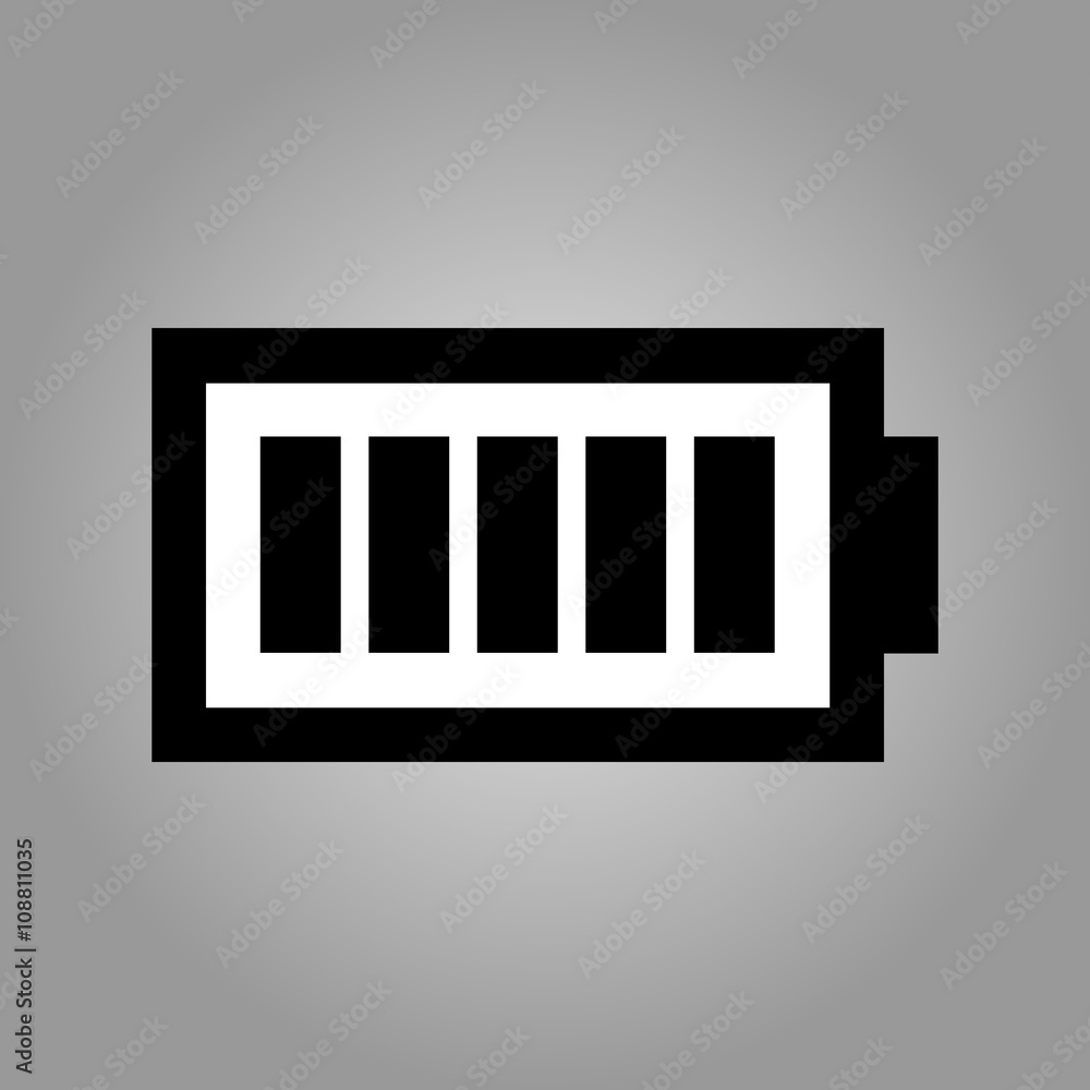 Battery level symbol on gray gradient square background - Vector icon isolated Battery level symbol on gray gradient square background - Vector icon isolated