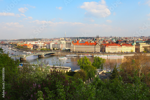 Vltava river and of the historical center of Prague