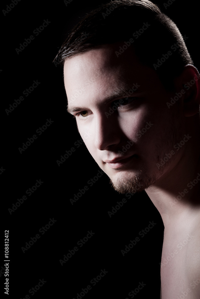 Gesicht Mann im Schatten Nahaufnahme Gesicht Mann im Schatten Nahaufnahme