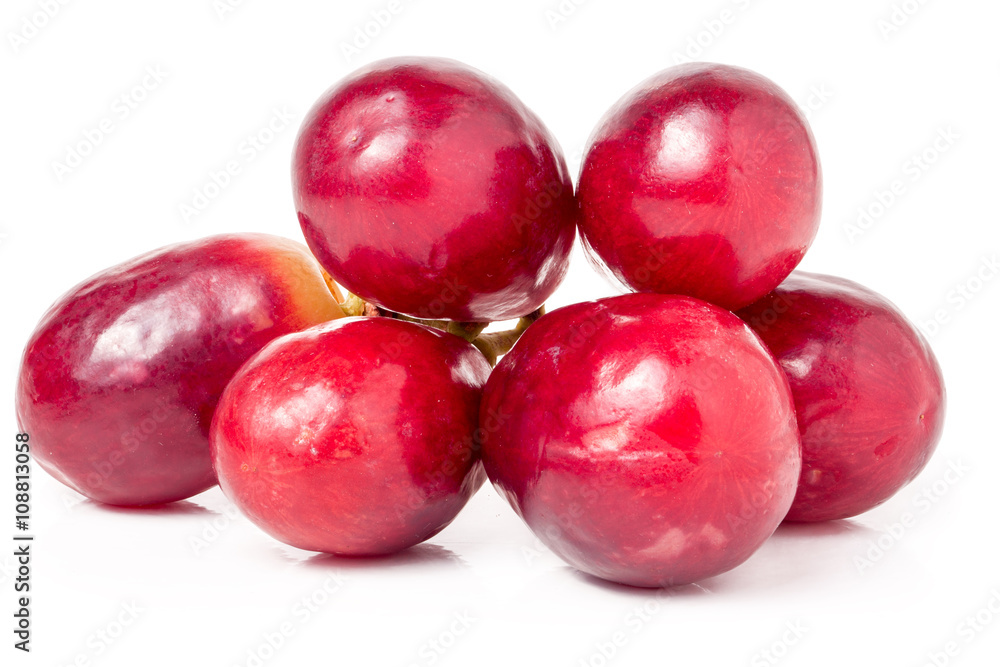 Red grape berry bunch isolated on white background cutout