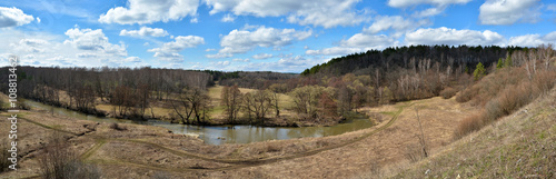 Panorama of the spring river.