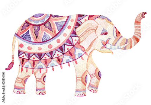 Indian elephant watercolor illustration