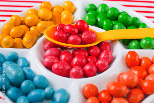 candy on a table with a bright background