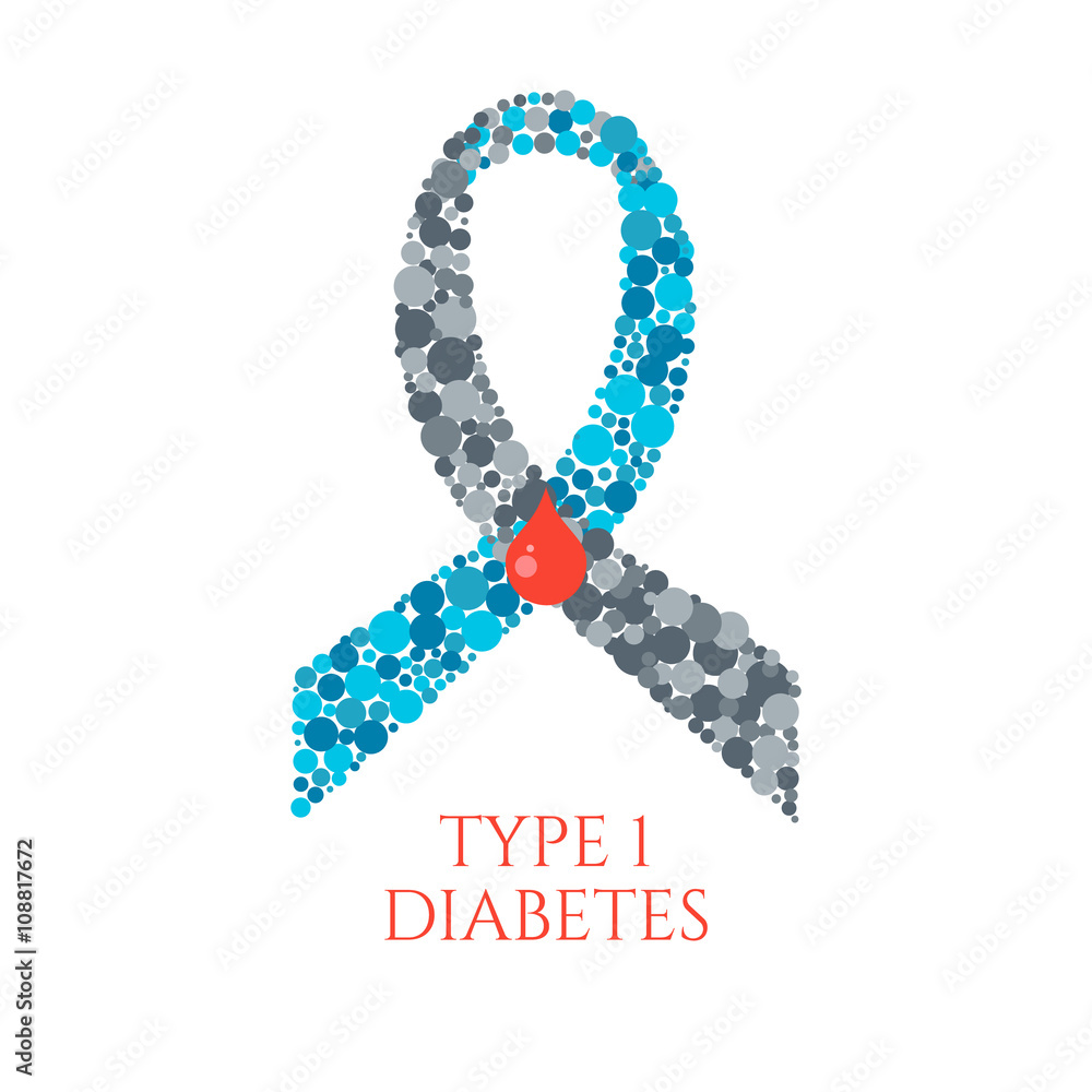 Diabetes Type 1 Awareness Symbol Blue And Grey Ribbon Made Of Circles 