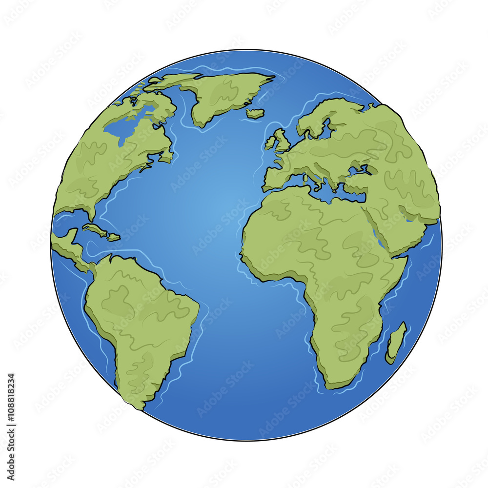 Hand drawn earth on white background