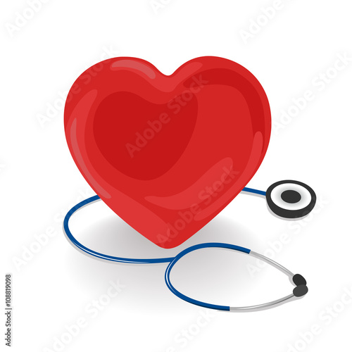 Red heart and a stethoscope
