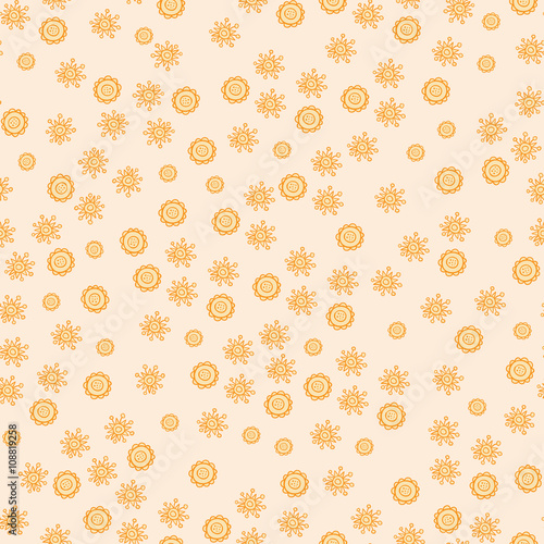 Seamless pattern of hand-drawn and colored abstract elements. Vector graphics.