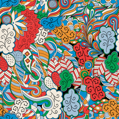 Tracery seamless calming pattern. Mehendi design. Neat even colorful harmonious doodle texture. Algae sea motif. Indifferent discreet. Ambitious bracing usable, curved doodling mehndi. Vector.
