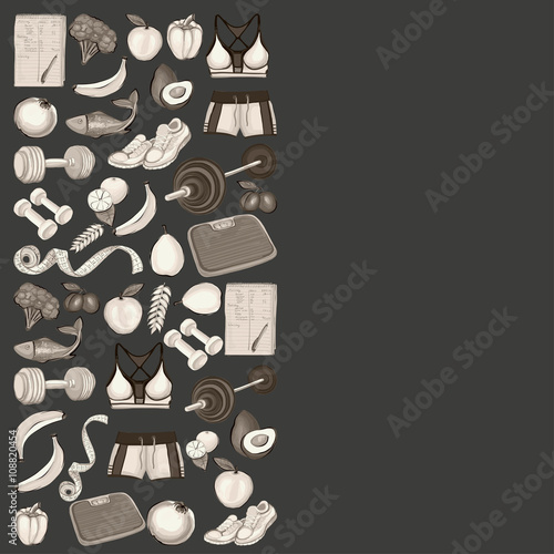 Healthy lifestyle icons Doodle style images