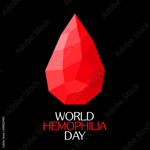 World Hemophilia Day. Vector Illustration. Medical card design. Blood drop. Symbol of hemophilia. Medical flat polygon design illustration. Health care