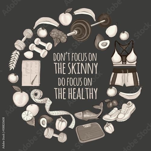 Healthy lifestyle icons Doodle style images