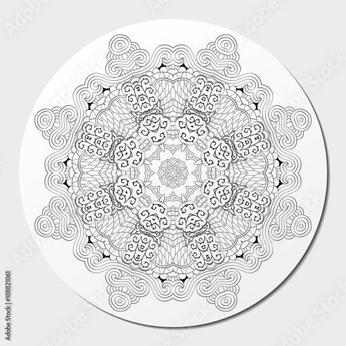 Ray edge mandala tracery wheel mehendi  design. Tracery calming ornament. Neat even binary harmonious doodle texture. Indifferent discreet. Ambitious bracing usable doodling mehndi pattern. Vector.