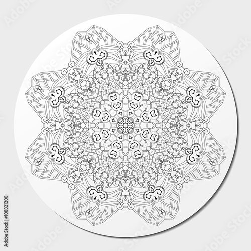 Ray edge mandala tracery wheel mehendi design. Tracery calming ornament. Neat even binary harmonious doodle texture. Indifferent discreet. Ambitious bracing usable doodling mehndi pattern. Vector.
