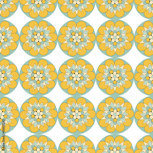 yellow and turquoise abstract flowers on a white background. vec