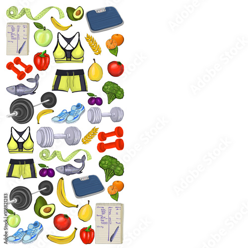 Healthy lifestyle icons Doodle style images