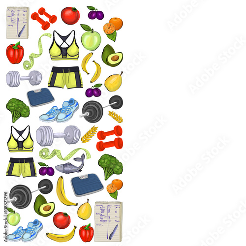 Healthy lifestyle icons Doodle style images