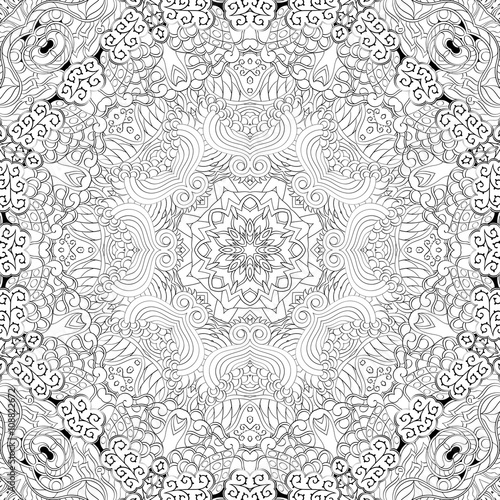 Tracery binary pattern. Mehendi carpet design. Neat even harmonious calming doodle texture. Also seamless. Indifferent discreet. Ambitious bracing usable, curved doodling mehndi. Vector.