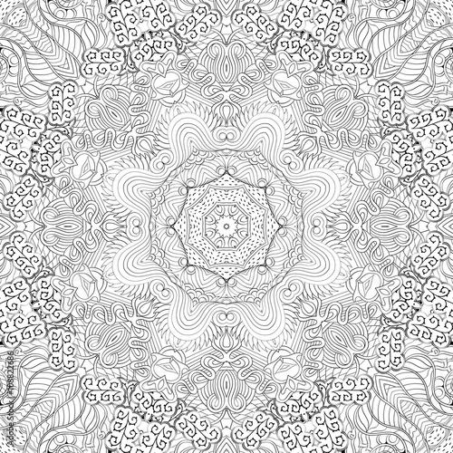 Tracery binary pattern. Mehendi carpet design. Neat even harmonious calming doodle texture. Also seamless. Indifferent discreet. Ambitious bracing usable, curved doodling mehndi. Vector.