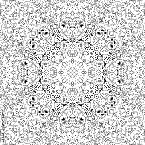 Tracery binary pattern. Mehendi carpet design. Neat even harmonious calming doodle texture. Also seamless. Indifferent discreet. Ambitious bracing usable, curved doodling mehndi. Vector.
