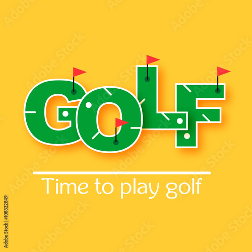 Mini golf text vector illustration. Time to play golf