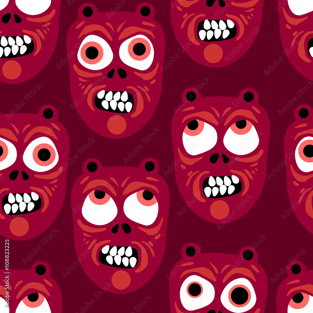Seamless pattern with monster face background. Endless texture vector background. Perfect for wallpapers, pattern fills, web page backgrounds, surface textures, textile Seamless pattern with monster face background. Endless texture vector background. Perfect for wallpapers, pattern fills, web page backgrounds, surface textures, textile