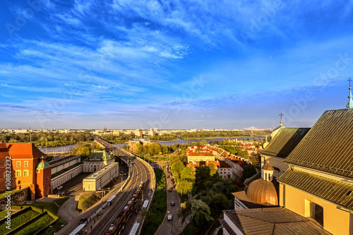 Top view of the route W-Z in Warsaw. HDR - high dynamic range