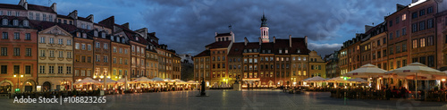 Panorama of the Old Town Square in Warsaw at night