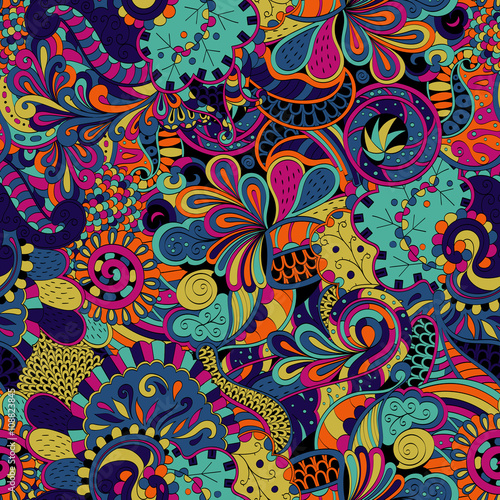 Tracery seamless calming pattern. Mehendi design. Neat even colorful harmonious doodle texture. Algae sea motif. Indifferent discreet. Ambitious bracing usable, curved doodling mehndi. Vector.
