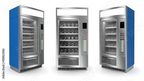 Vending machine set on white background. 3d render