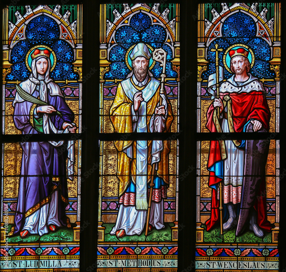 Stained Glass - Saints Ludmilla, Methodius and Wenceslas